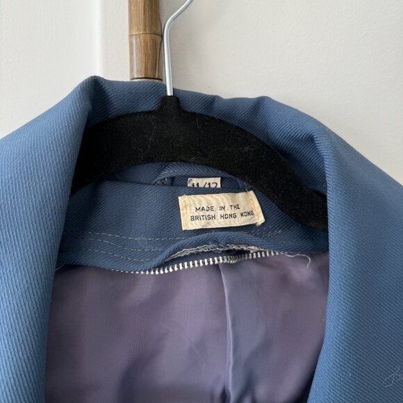 Vintage 1960s Fairhaven Blue Trench Coat Jacket Made in British Hong Kong - Picture 4 of 10